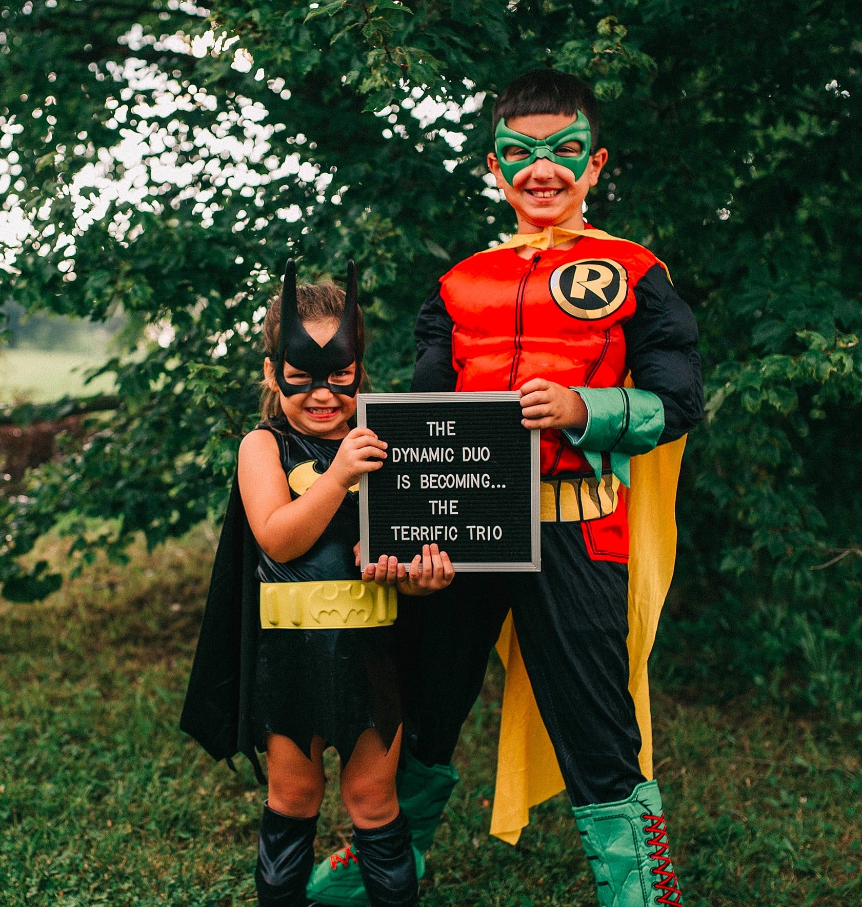 Sibling Batman and Robin Pregnancy Announcement | POPSUGAR Family