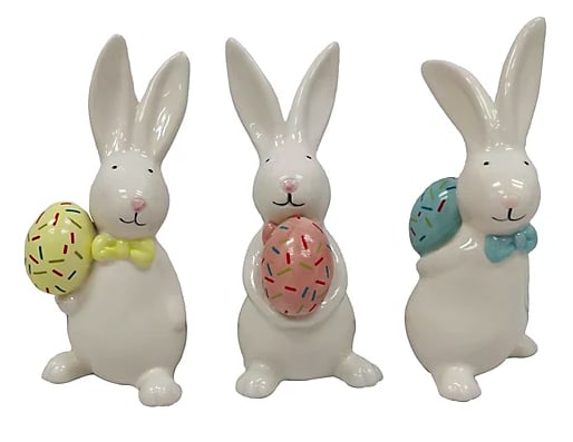 H For Happy 6.25-Inch Ceramic Easter Bunnies