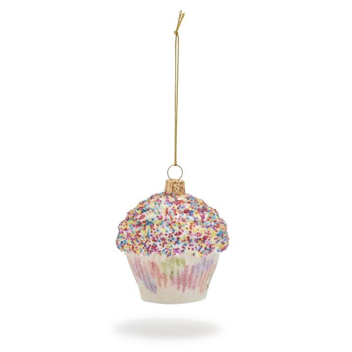 Party Cupcake Glass Ornament