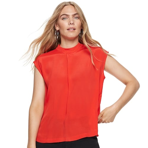 Nine West Silk MockNeck CapSleeve Blouse Ciara Is the Face of Nine