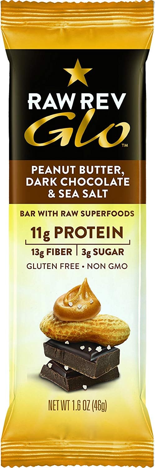 Raw Rev Glo Vegan Gluten-Free Protein Bars - Peanut Butter Dark Chocolate & Sea Salt