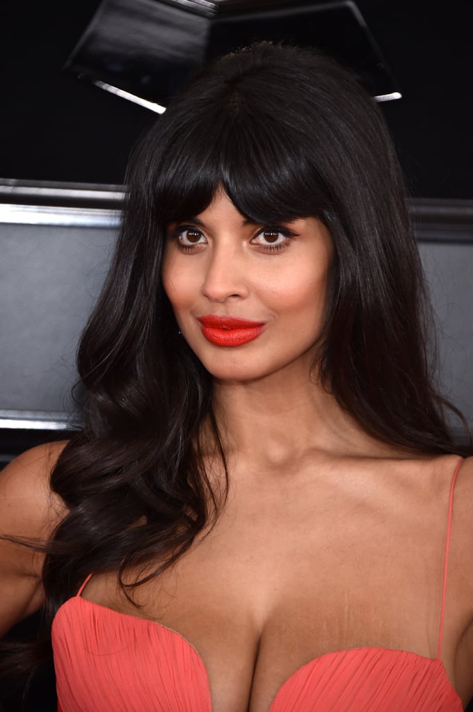 Jameela Jamil Goldfish Earrings at the 2019 Grammys