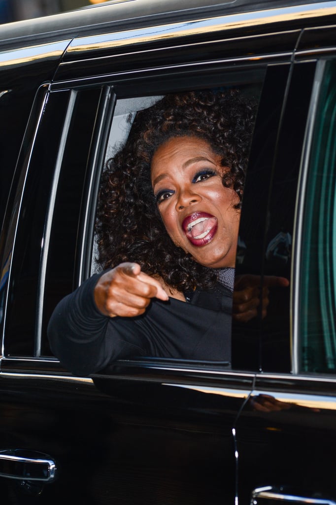 She pointed from her car in NYC in May 2015.