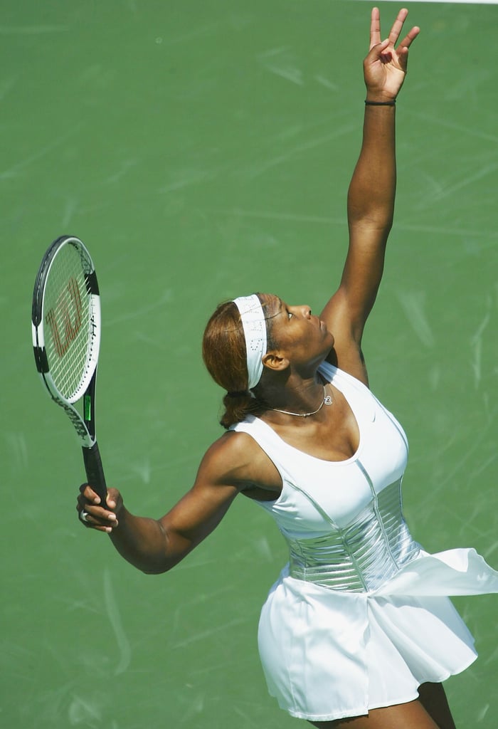 Serena Williams Wearing a Corseted Top at the Nasdaq 100 in 2004