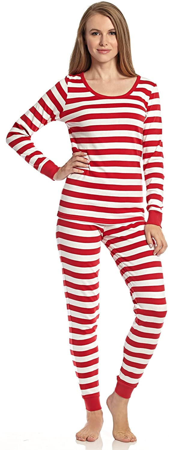 Leveret Women's Fitted Striped Pajama Set (100% Cotton)
