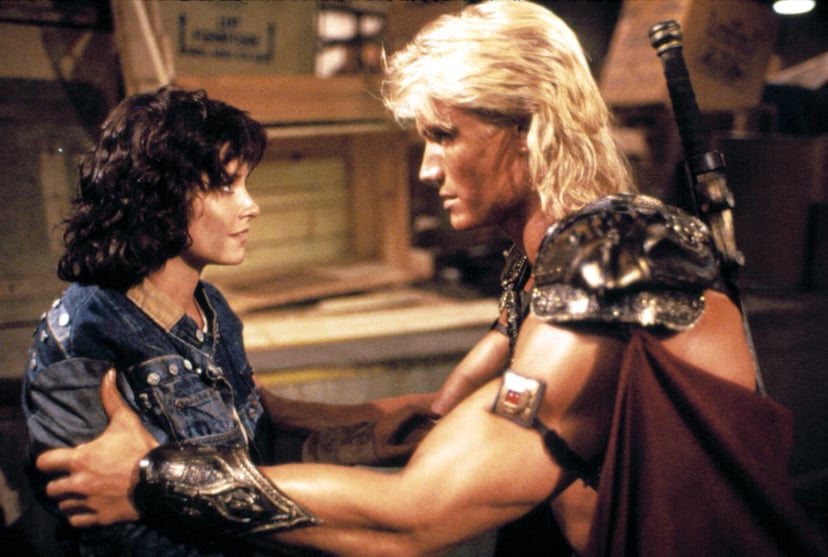 MASTERS OF THE UNIVERSE, Courteney Cox, Dolph Lundgren, 1987.