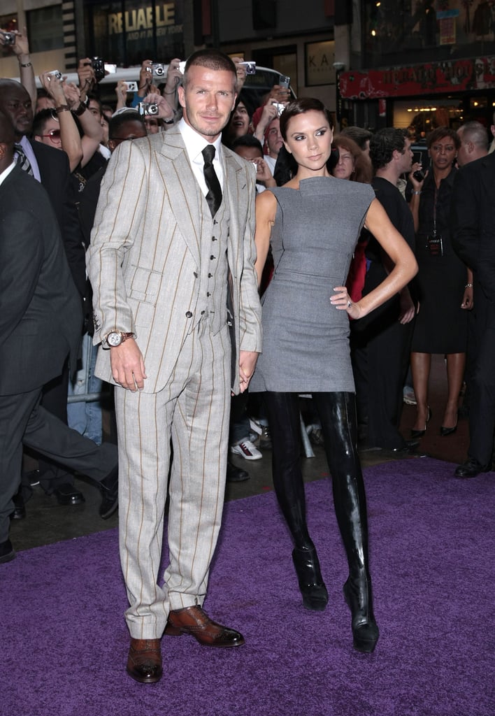 David and Victoria Beckham Opt for Pinstripes and Thigh-High Boots in 2008