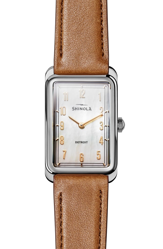 Shinola The Muldowney Rectangular Leather Strap Watch