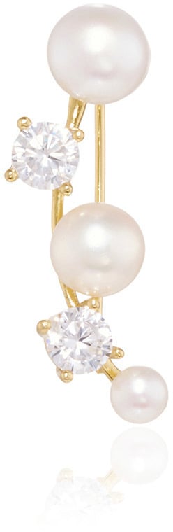 Fallon Olivia Pearl and Cubic Zirconia Vine Ear Cuff ($200)