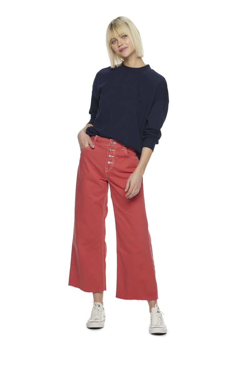 POPSUGAR at Kohl's Button Front Wide Leg Crop in Fiery Red