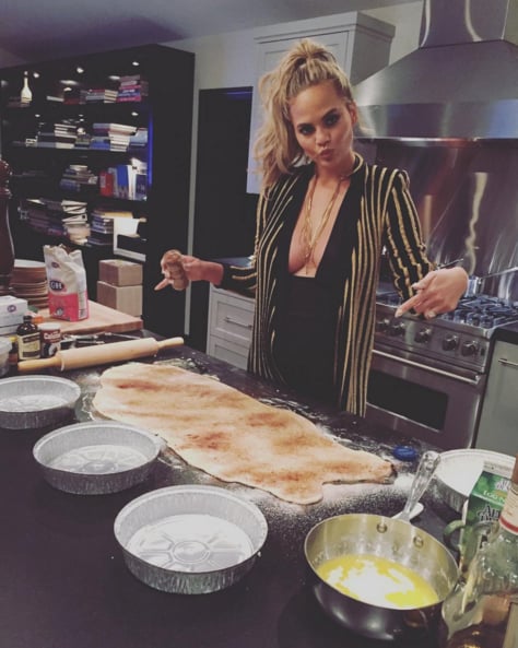 Chrissy Teigen Baking Cinnamon Rolls on Instagram