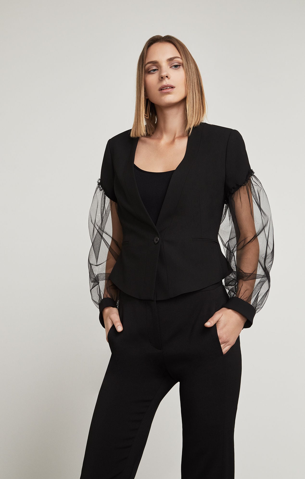 Sheer 2025 sleeve blazer