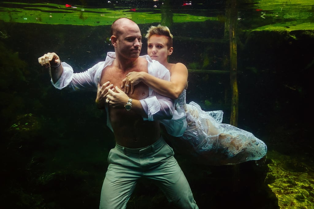 Underwater Trash-the-Wedding-Dress Shoot