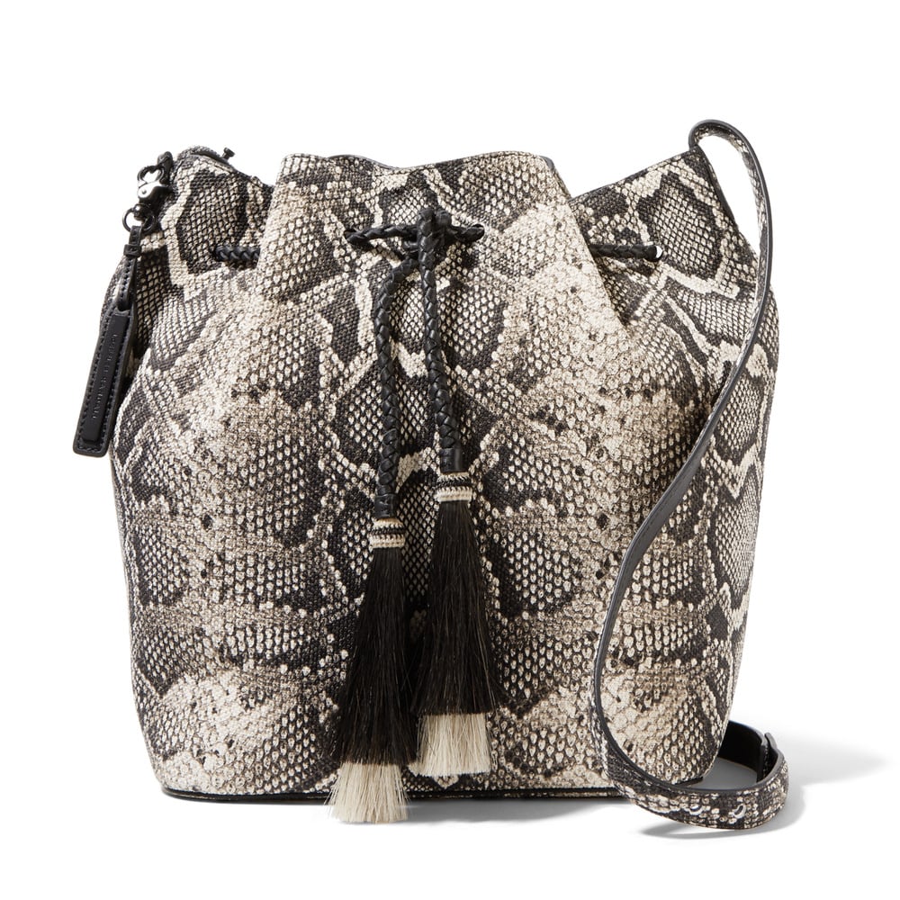 Loeffler Randall Tasseled Python-effect Leather Bucket Bag - Snake print ($550)