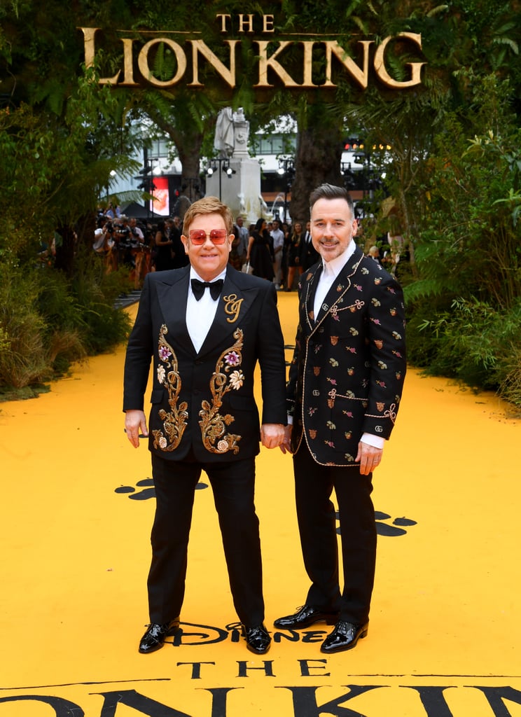 Pictured: Elton John and David Furnish at The Lion King premiere in London.
