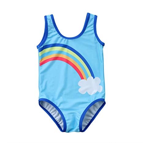 MUNIMINI Toddler Baby Girls Rainbow Cloud Swimsuit