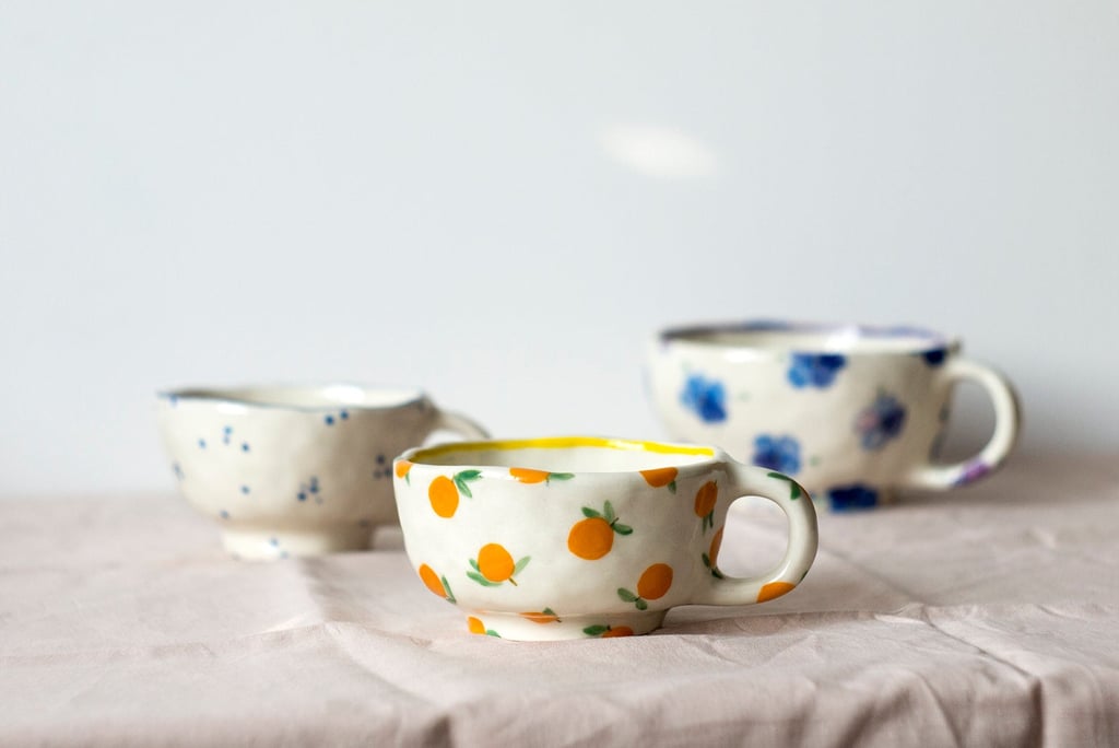 For a Unique Tea Mug: Handpainted Floral Ceramic Cup