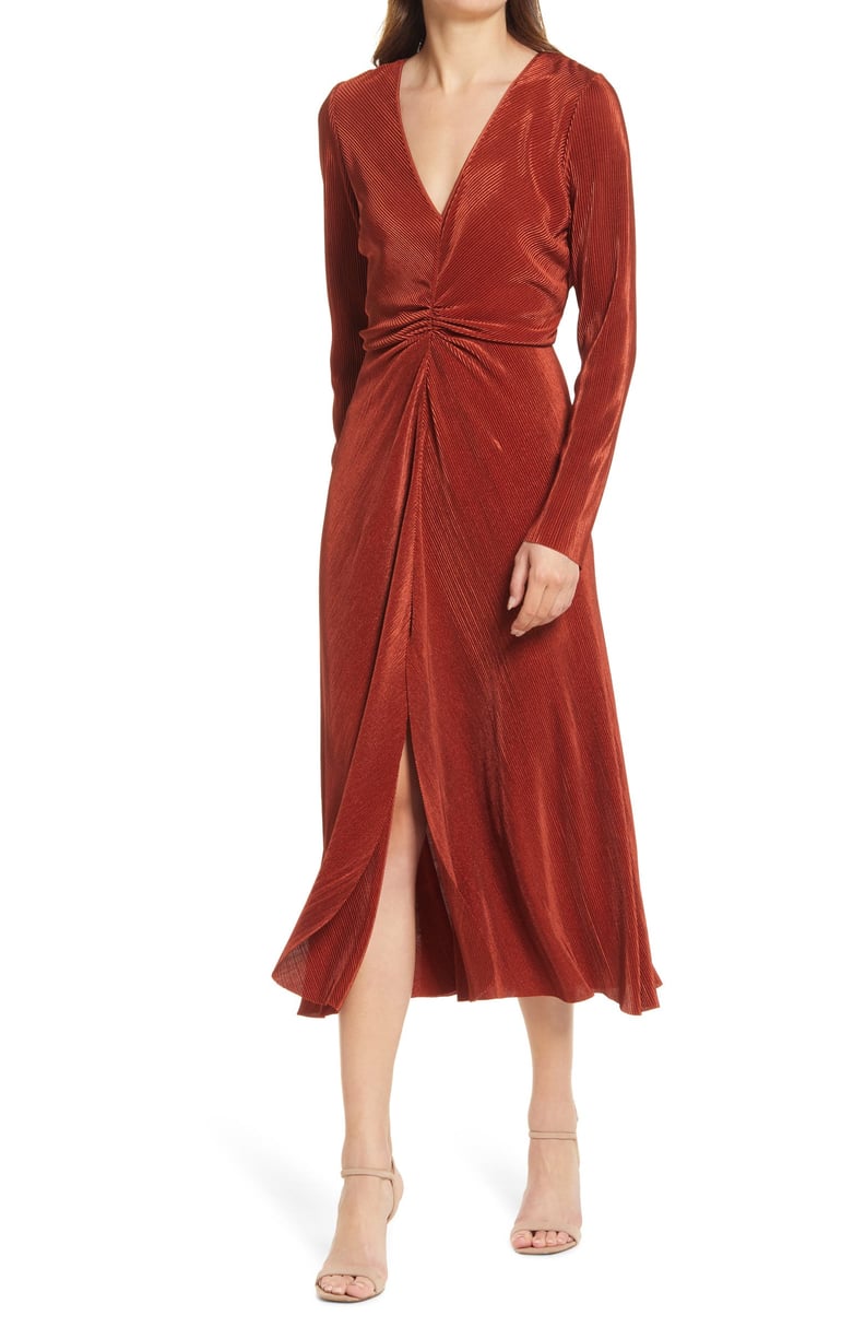 Perfect For Weddings and Parties: Charles Henry Gathered Long Sleeve A-Line Dress