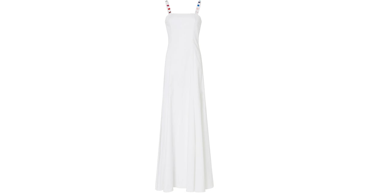 Rosie Assoulin Gazelle White Cotton Gown With Multicolored Button ...