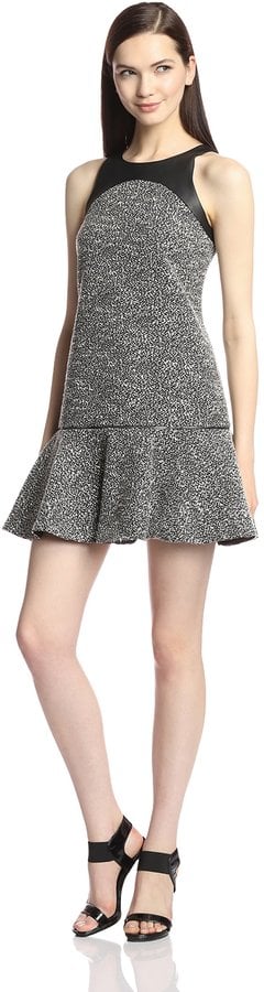 Jay Godfrey Mick Dropped Waist Tweed Faux Leather Dress ($378)