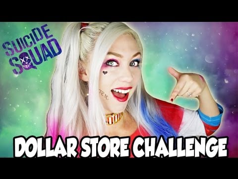Full Face Using Only Dollar Store Makeup CHALLENGE Harley Quinn Edition! | NICOLE SKYES
