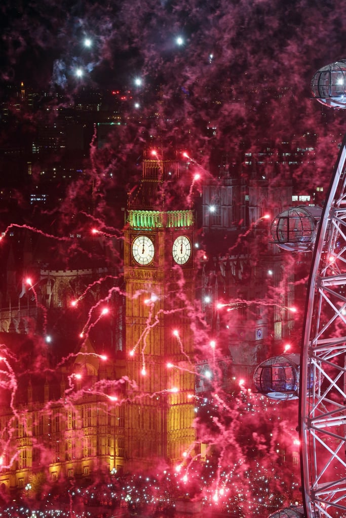 Fireworks filled the sky in London, England, on New Year's Eve.