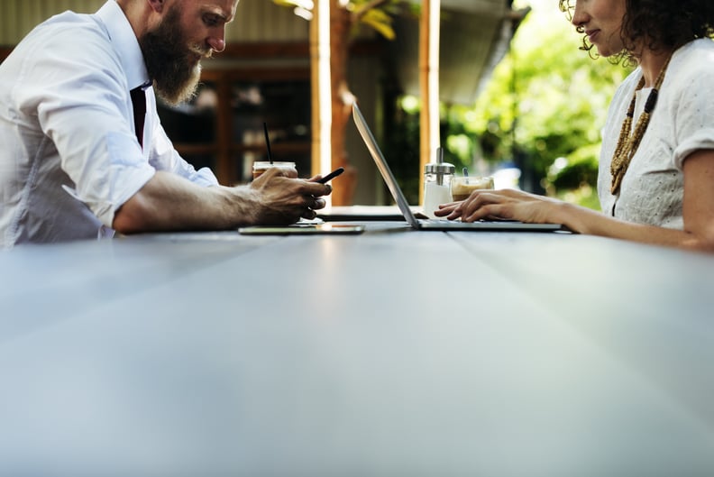 Business people working together at coffee shop