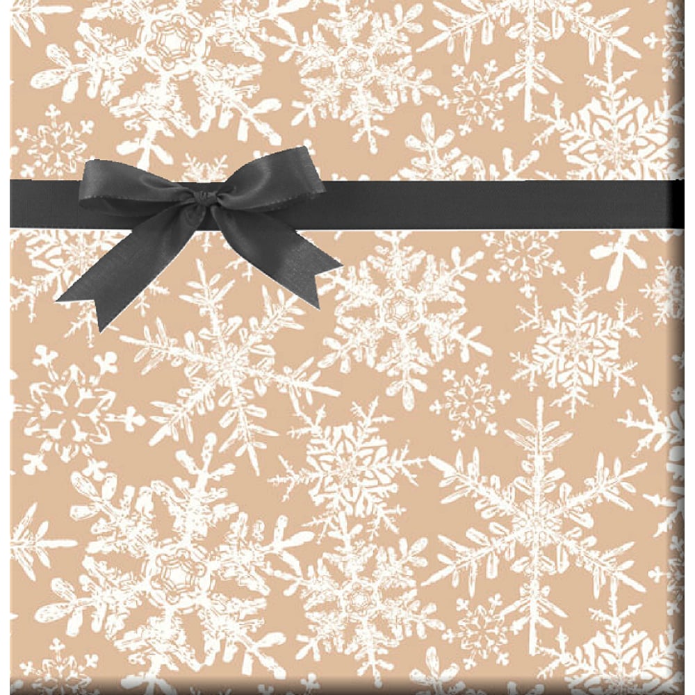 Kraft Tan With White Christmas Snowflakes Holiday Gift Wrap