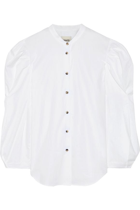 Khaite Rebecca Gathered Cotton-Poplin Blouse