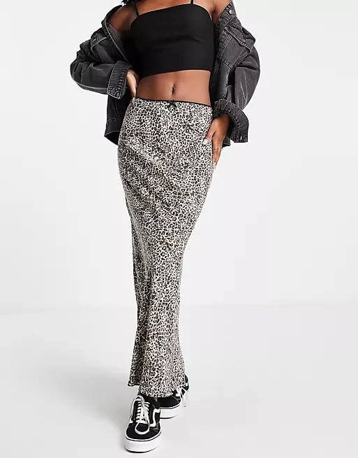 ASOS Design Bias Maxi Skirt in Leopard Print