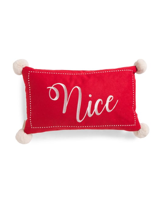 14"x24" Naughty and Nice Reversible Pillow ($20)