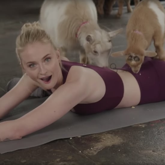 Sophie Turner Doing Goat Yoga Video