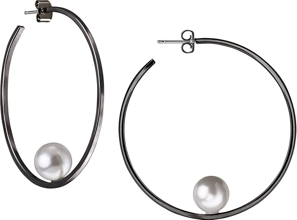Janis Savitt Floating Pearl Hoop Earring