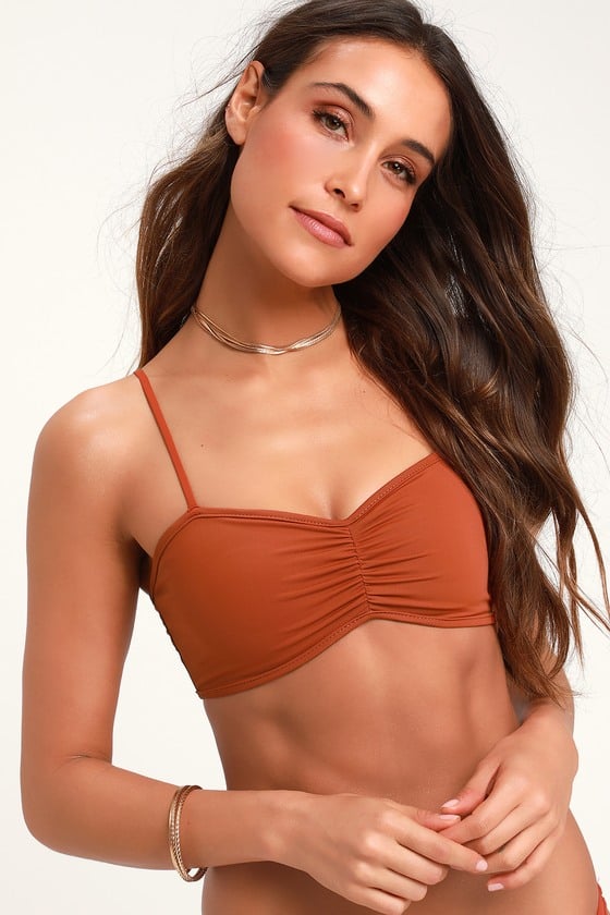 Lulus Sunnyside Rust Orange Bikini Top