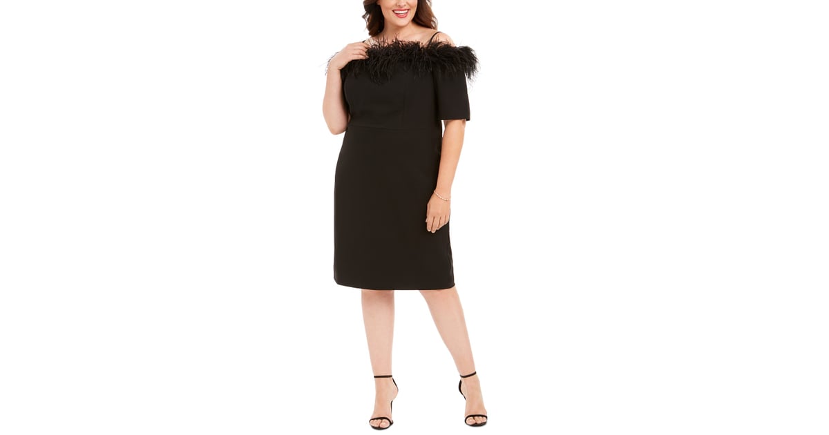 calvin klein dress with feathers