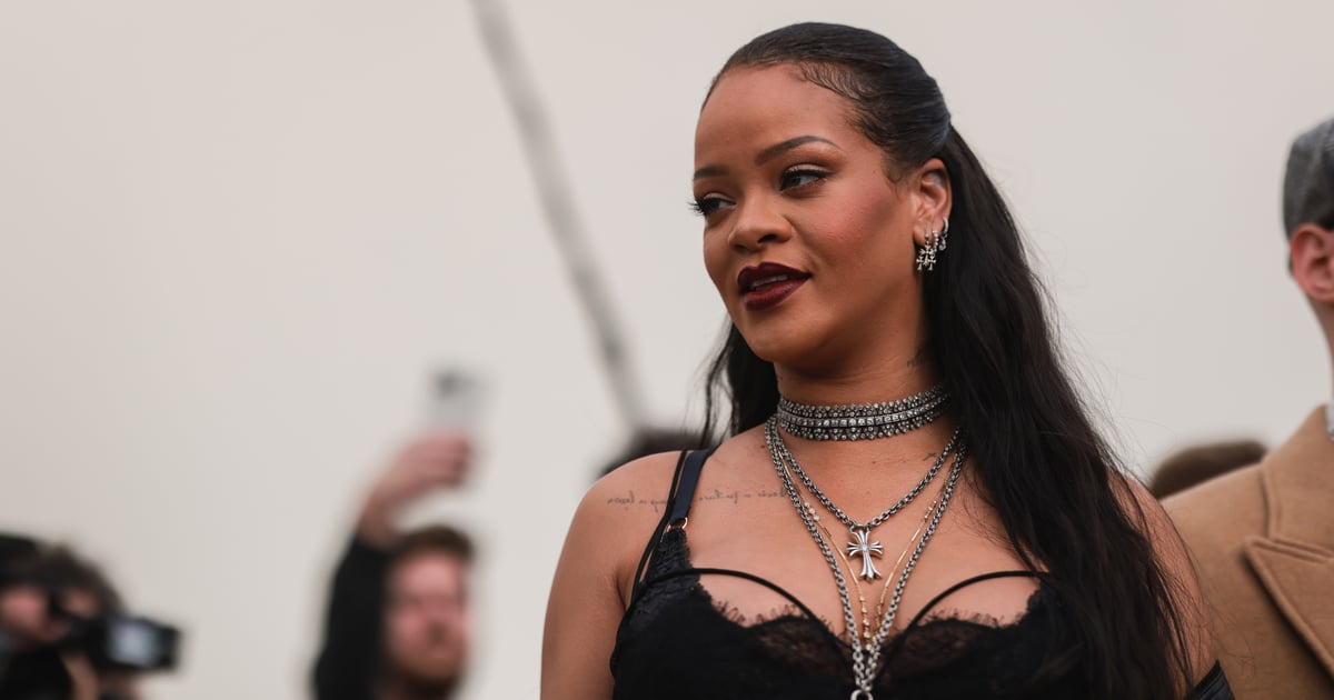 Rihanna Steps Out in a Bump-Baring Bralette and Low-Rise Denim Skirt.jpg