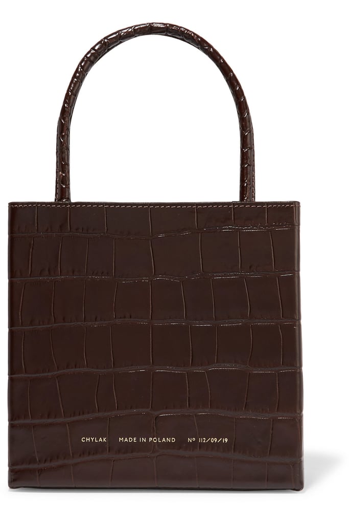 Chylak Square glossed croc-effect leather tote