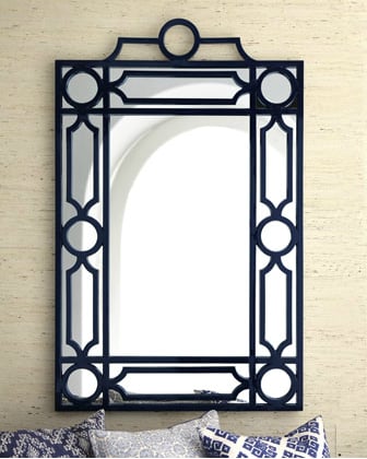 The elegant frame of this Navy Geometric Mirror ($525) makes it welcome in most any room.
The elegant frame of this Navy Geometric Mirror ($525) makes it welcome in most any room.