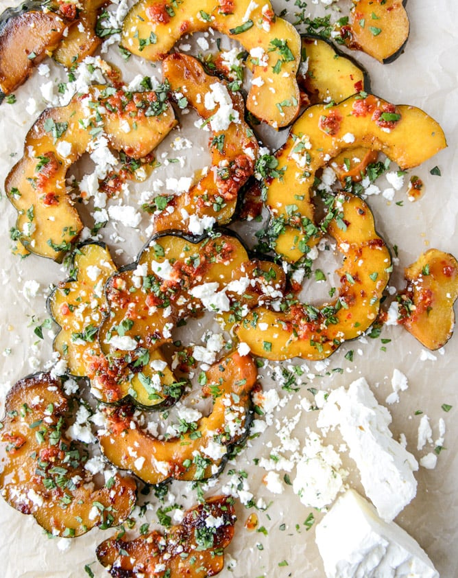 Spicy Roasted Squash With Feta and Herbs