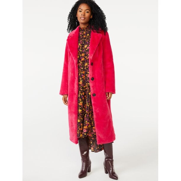 Scoop Women's Faux Fur Long Overcoat