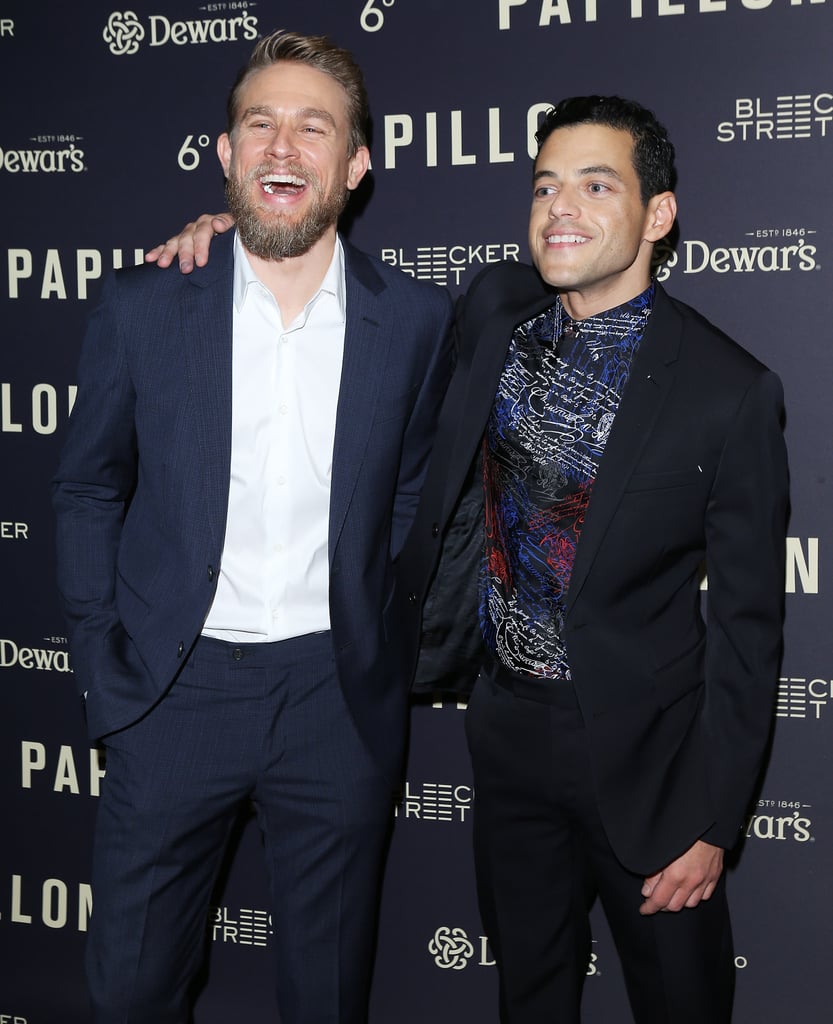 Charlie Hunnam and Rami Malek at Papillon Premiere Aug. 2018