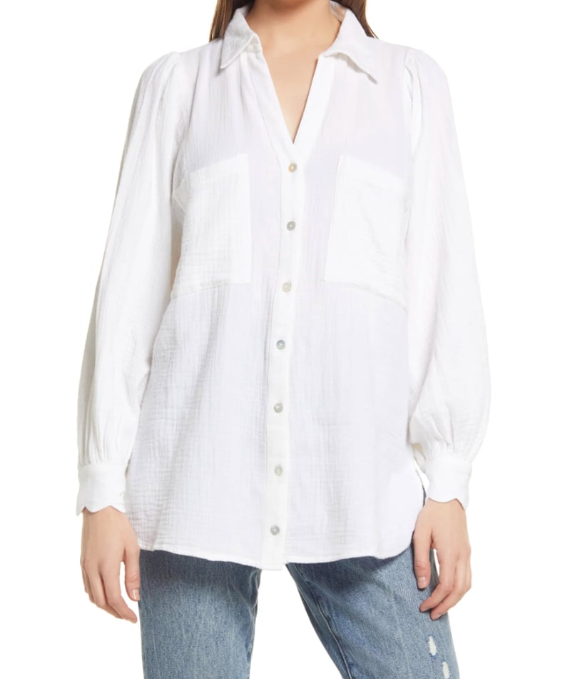 Basic Button-Down: Topshop Cotton Gauze Button-Up Shirt