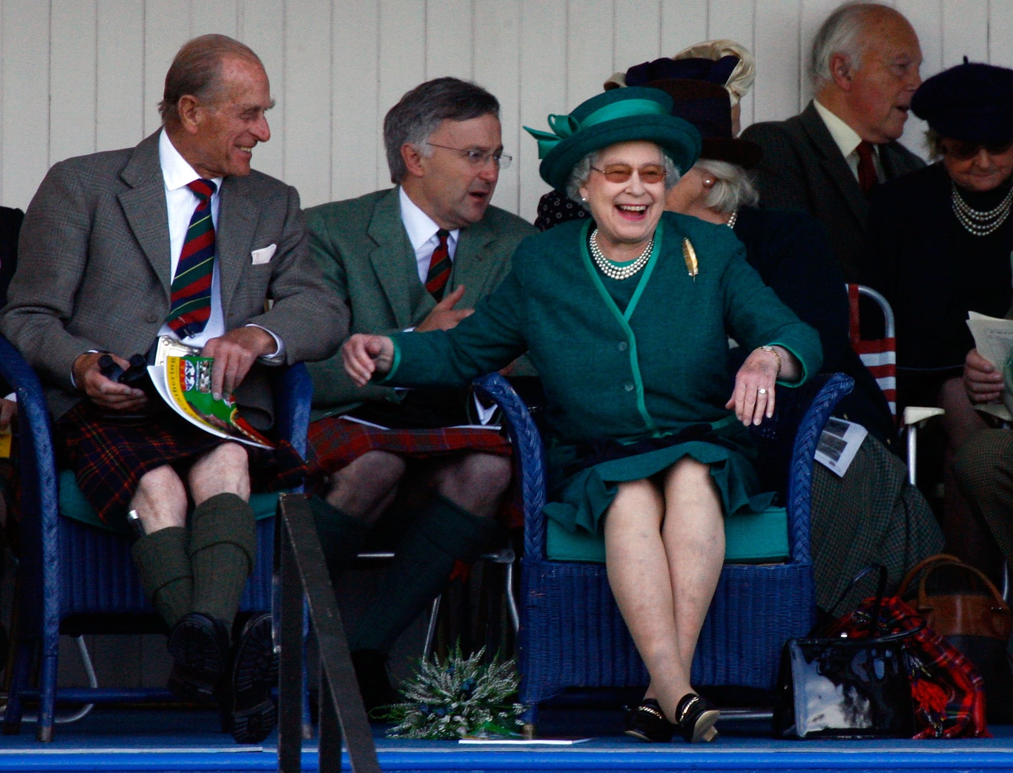 Queen Elizabeth II watches at the Braemar Gathering in 2007