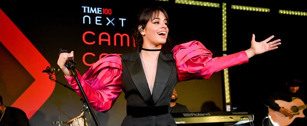 Camila Cabello's Romantic Rose Sleeve Suit Dress Photos
