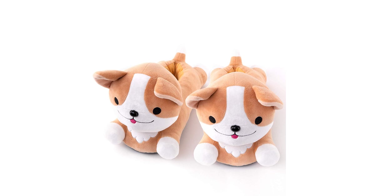 corgi plush slippers