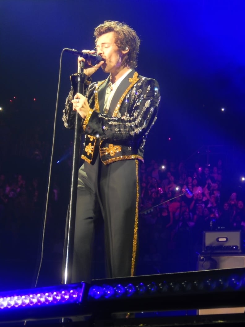 Harry Styles Wearing a Black Gucci Suit in 2018