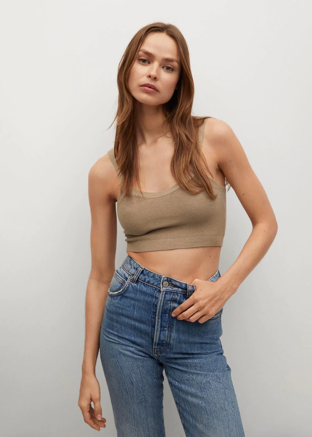 Calle Del Mar Baby pink + NET SUSTAIN cropped stretch-knit bra top