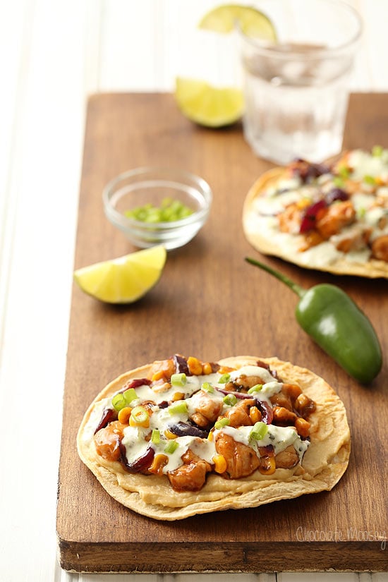 Barbecue Chicken and Corn Tostadas