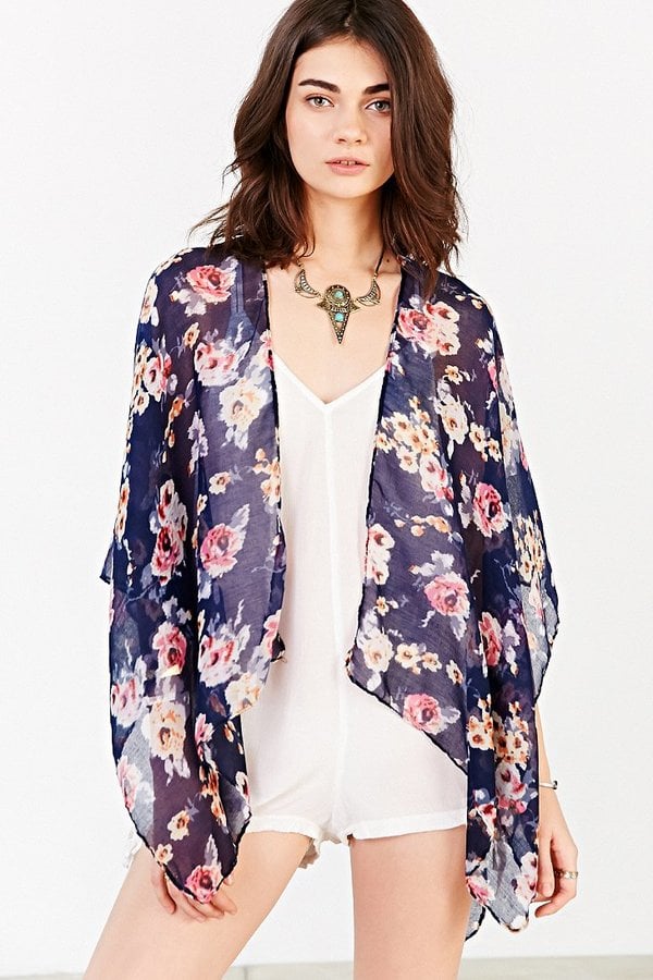 Urban Outfitters Rose Garden Lightweight Open Poncho