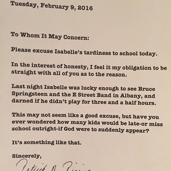Dad Writes Bruce Springsteen School Excuse Note